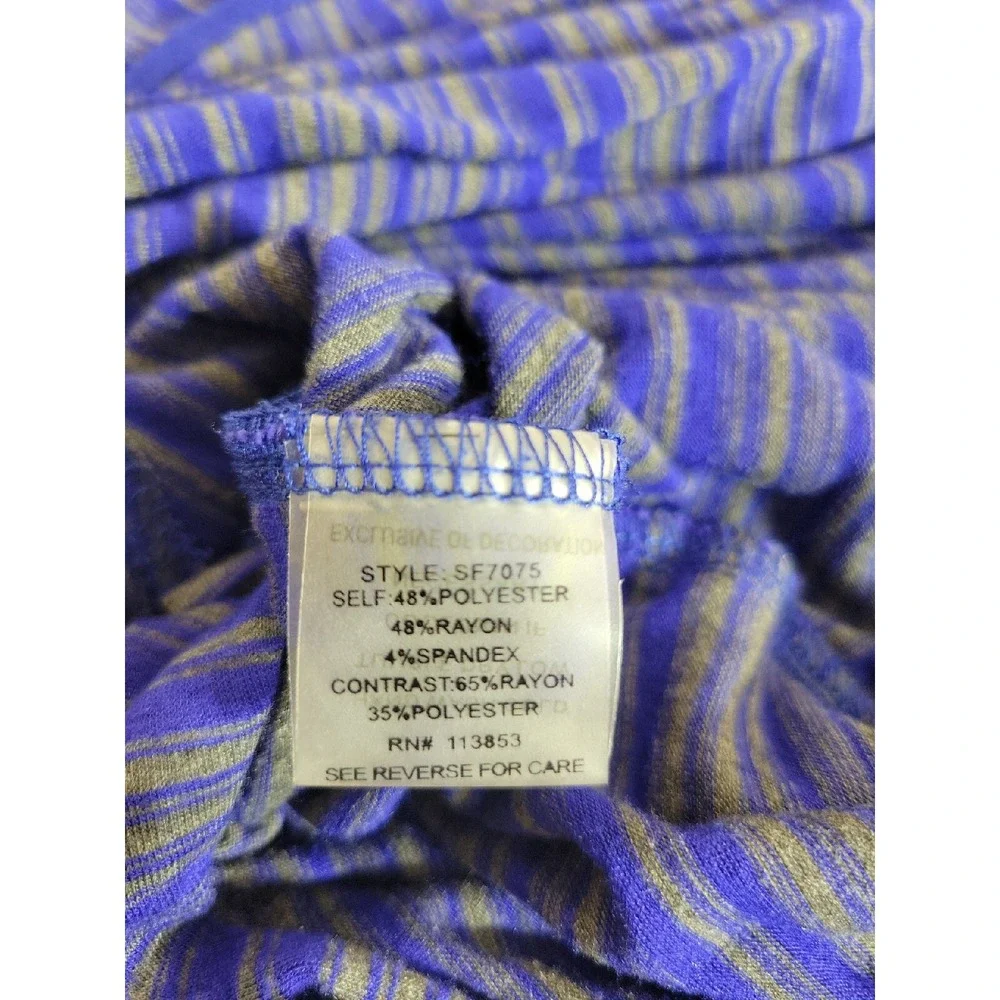 41 Hawthorn Cardigan Sweater Open Front Striped Draped Knit Blue Gray Size Large